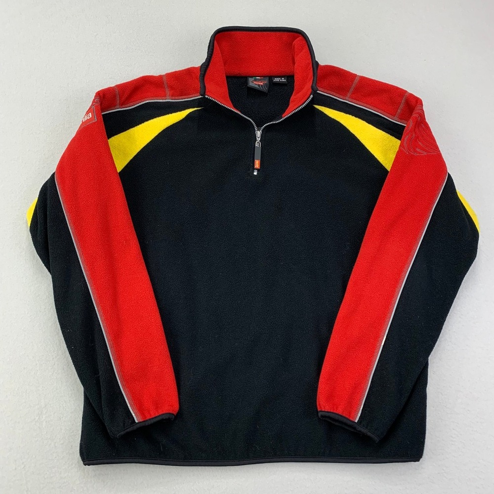 VTG aprilla Racing Jacket Mens XS‎ Black Red 1/4 Zip Fleece MotoGP Pullover Rare